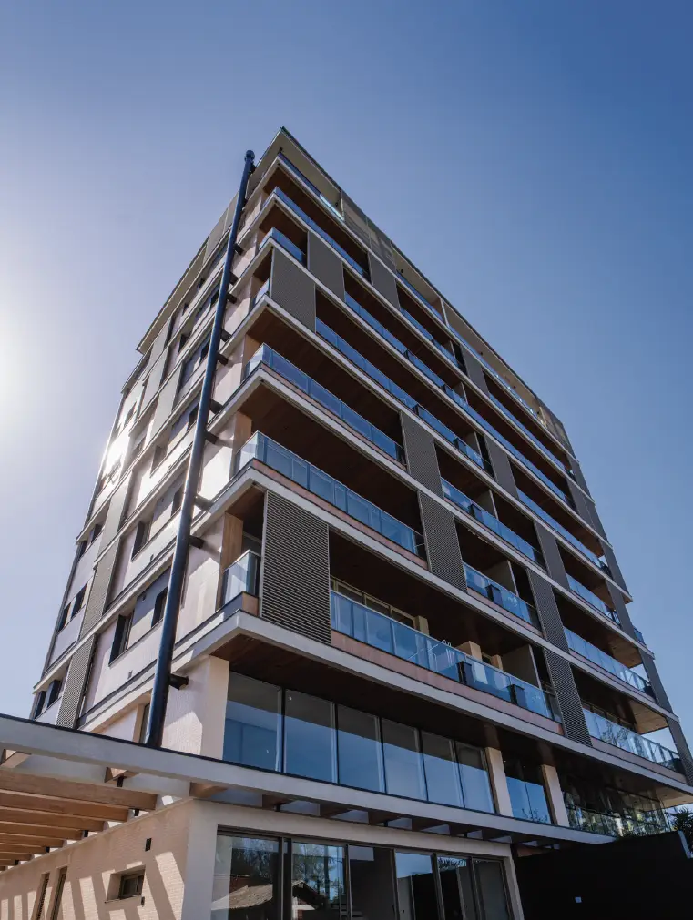 Fachada do empreendimento Horizon, edifício residencial concluído