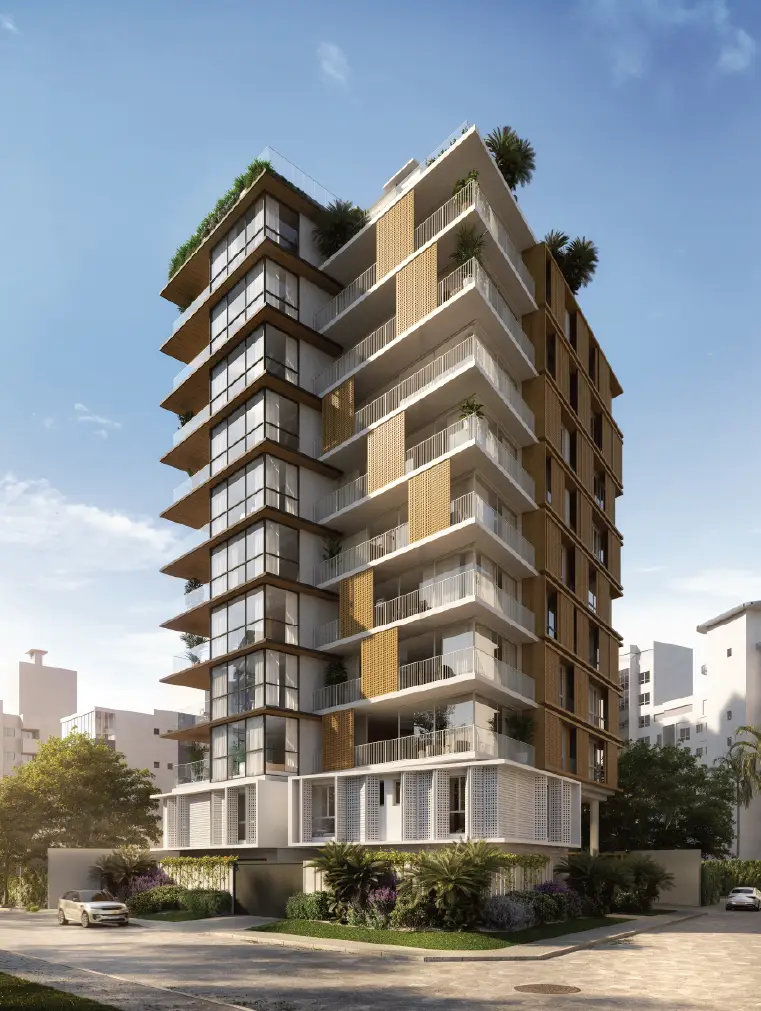 Render do empreendimento Malbec Praia Brava, fachada principal